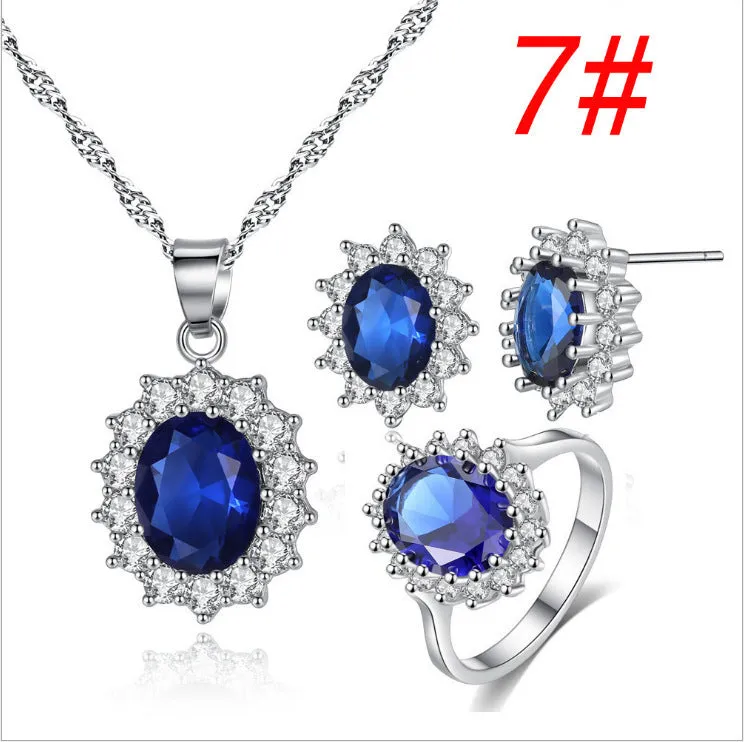 Necklace Ring Stud Earrings Bridal Jewelry Set