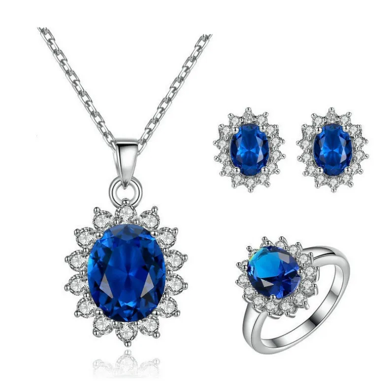 Necklace Ring Stud Earrings Bridal Jewelry Set