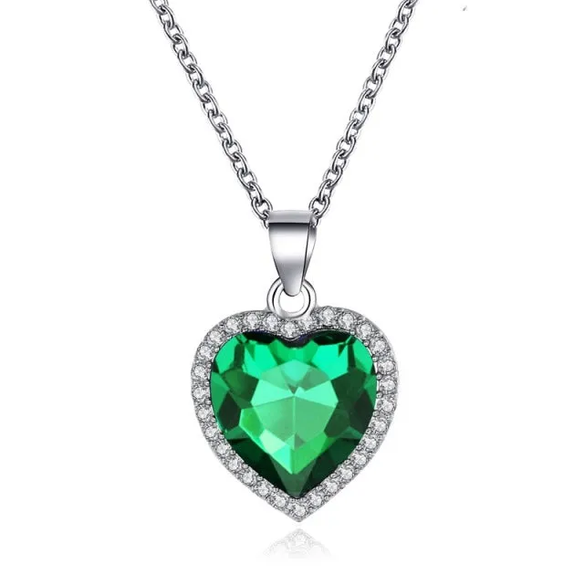 New Simple Titanic Heart of Ocean Necklace / Blue Crystal Love Heart  Pendant Necklace For Women