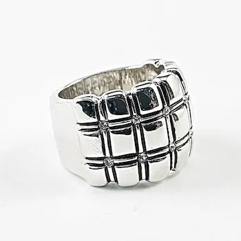 Nice Shiny Metallic Multi Row Square Pattern Brass Ring