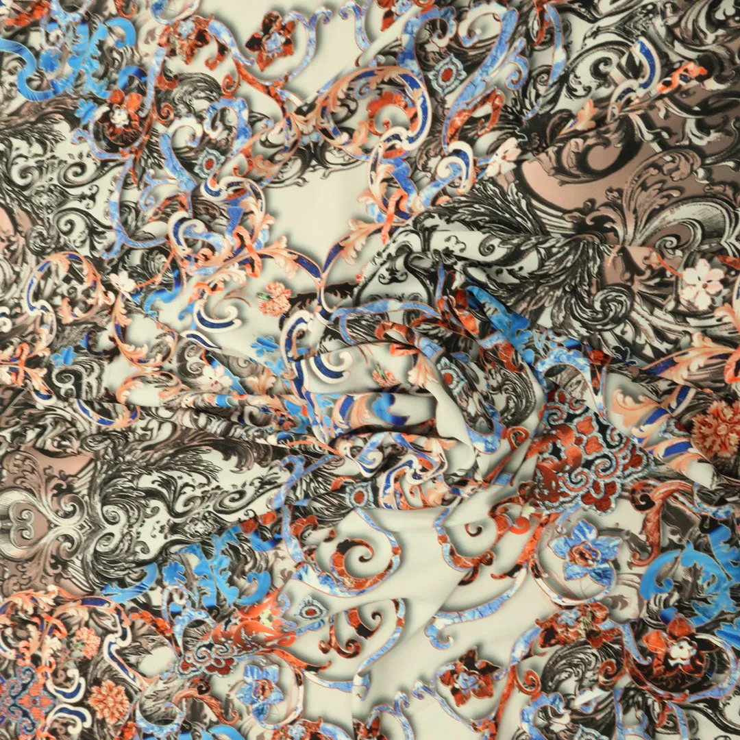 Nude Background with Multicolored Abstract Printed Fabric