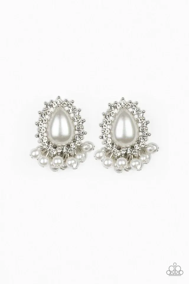 Paparazzi Earring ~ Castle Cameo - White