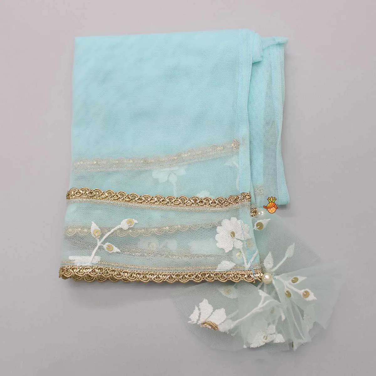 Pre Order: Sequins Thread Embroidered Top And Abhla Work Lehenga With Dupatta And Potli Bag