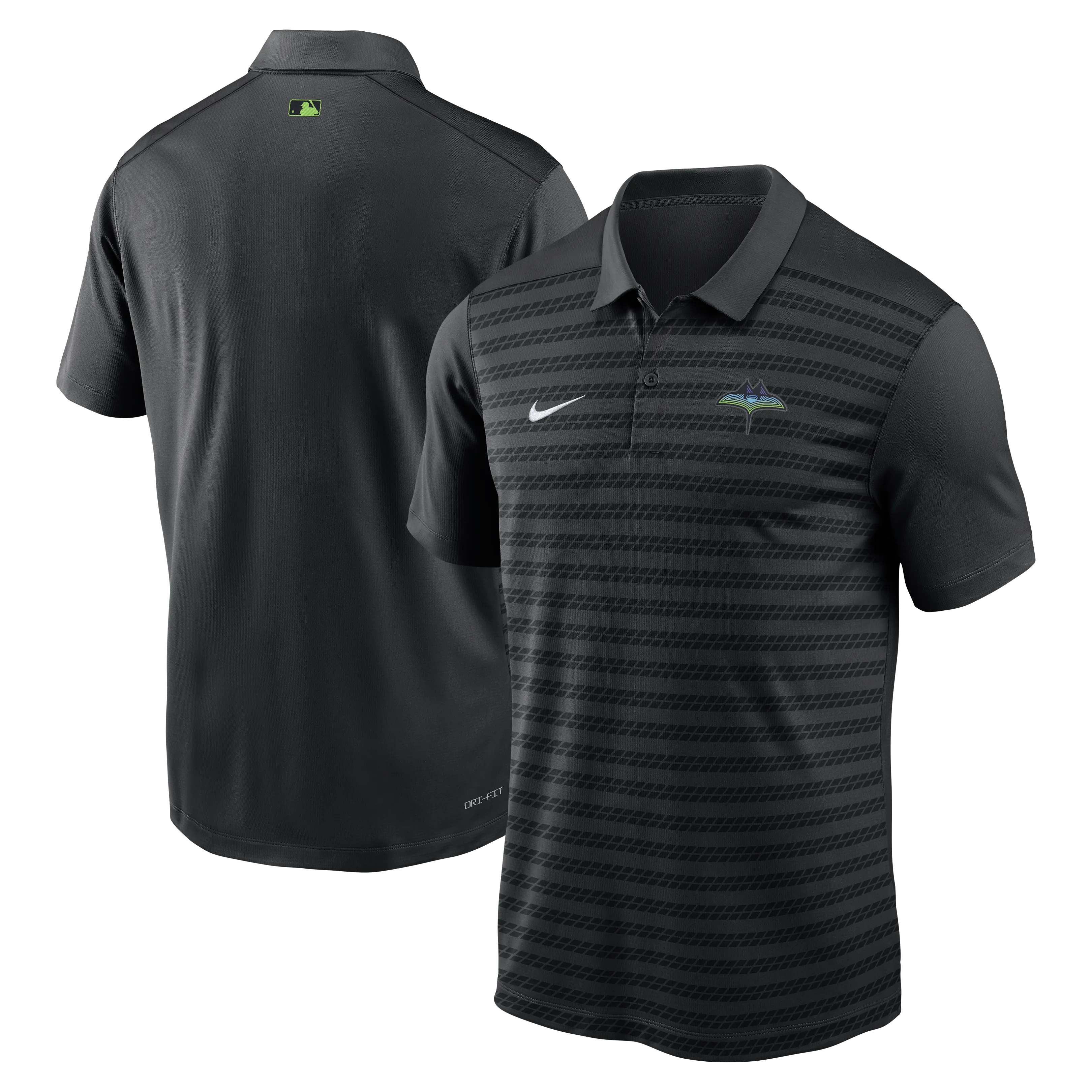 Rays Men's Nike 2025 Black City Connect Skyray Victory Striped Performance Polo