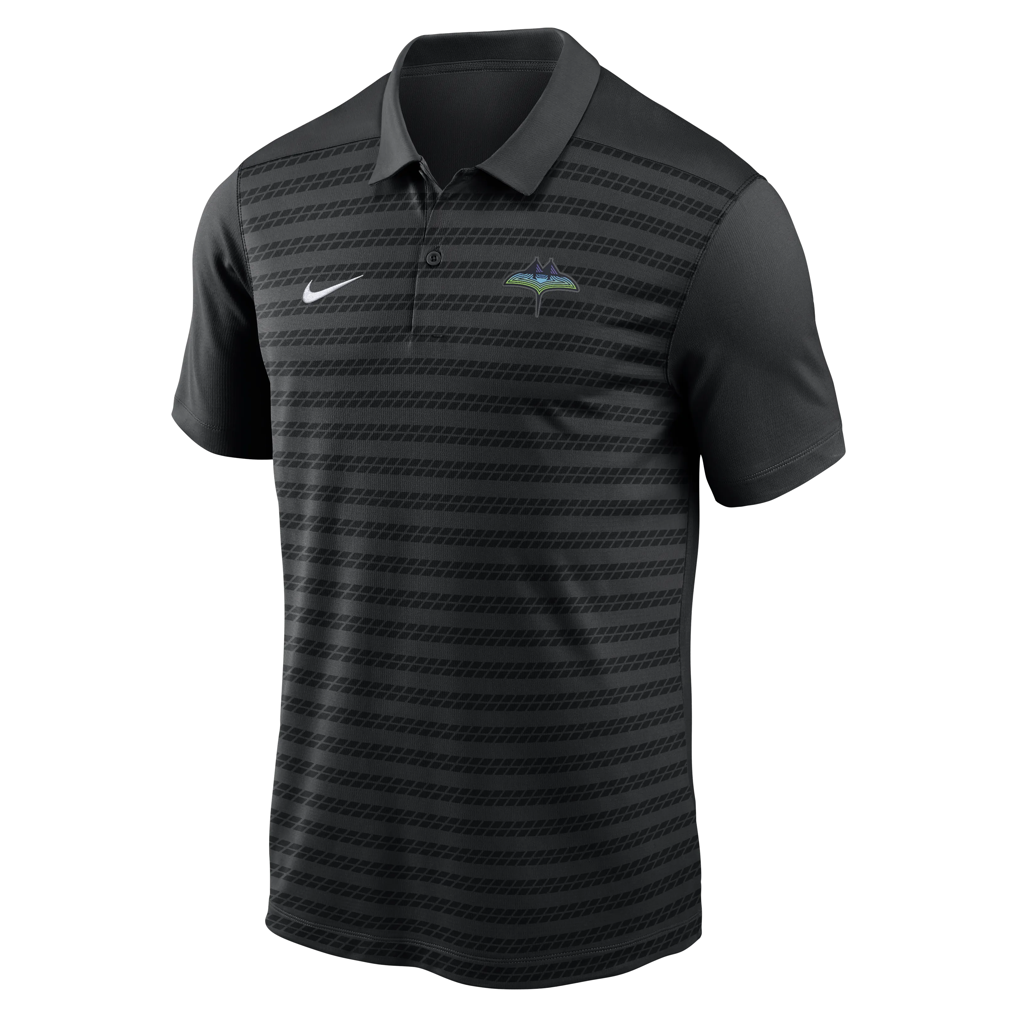 Rays Men's Nike 2025 Black City Connect Skyray Victory Striped Performance Polo