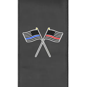 Red and Blue Line Flags Logo Panel