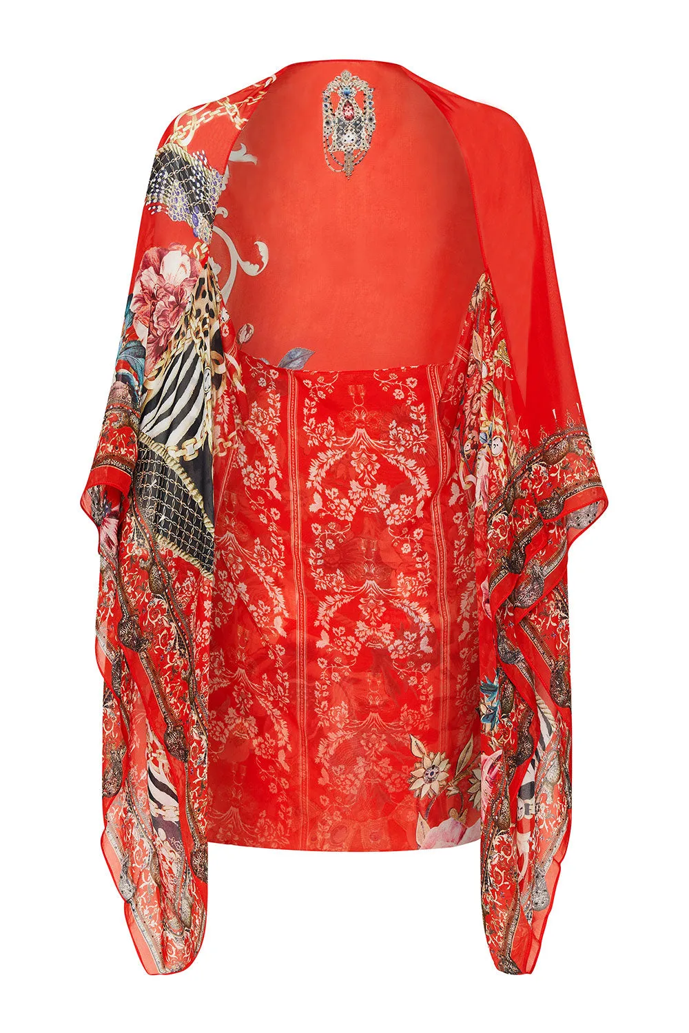 SILK SHRUG AND THE QUEEN WORE RED