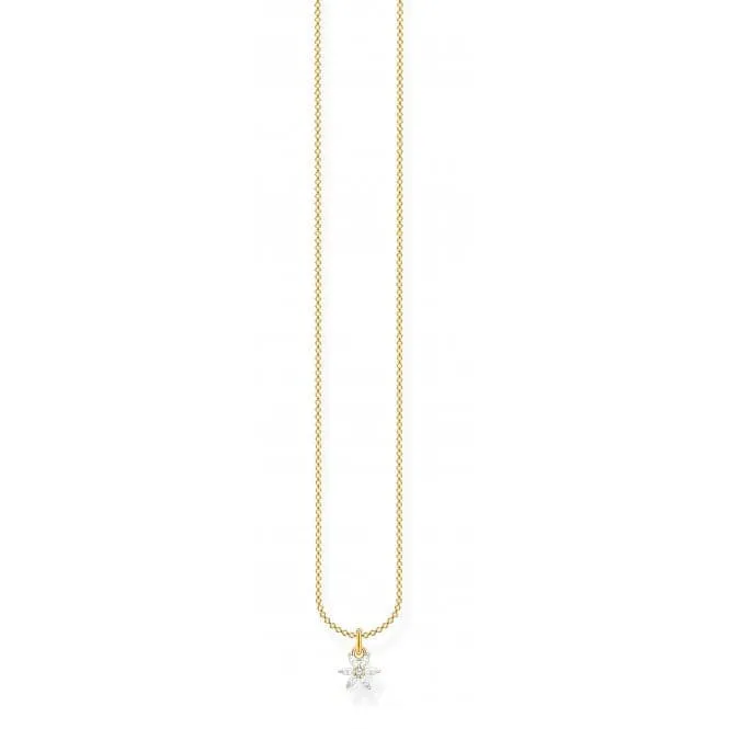 Silver Gold Plated Zirconia White Flower Necklace KE2103-414-14-L45V