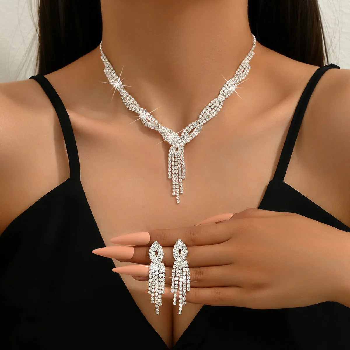 SISSLIA Wholesale Bridal Necklace And Earrings Set Wedding Jewelry Sets For Brides Necklaces For Women Customized Necklace