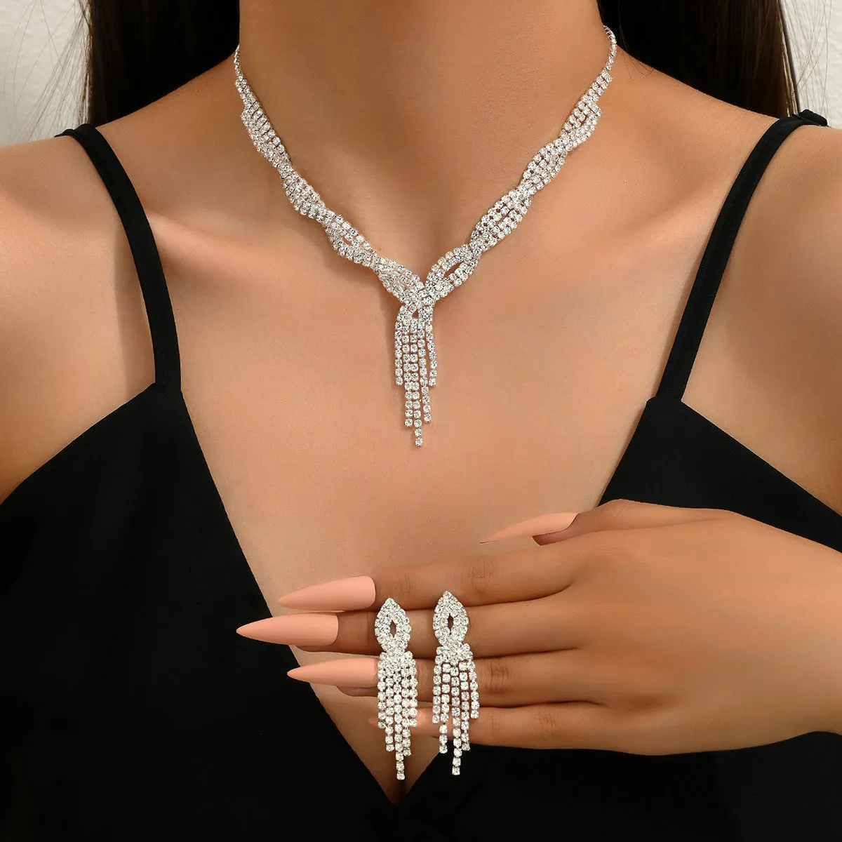 SISSLIA Wholesale Bridal Necklace And Earrings Set Wedding Jewelry Sets For Brides Necklaces For Women Customized Necklace