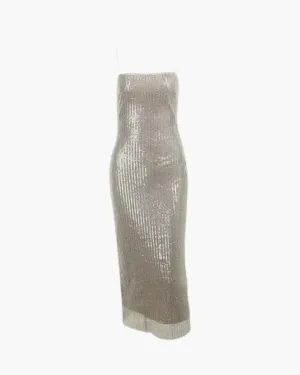 Solenne – Metallic sheen – Backless chic dress