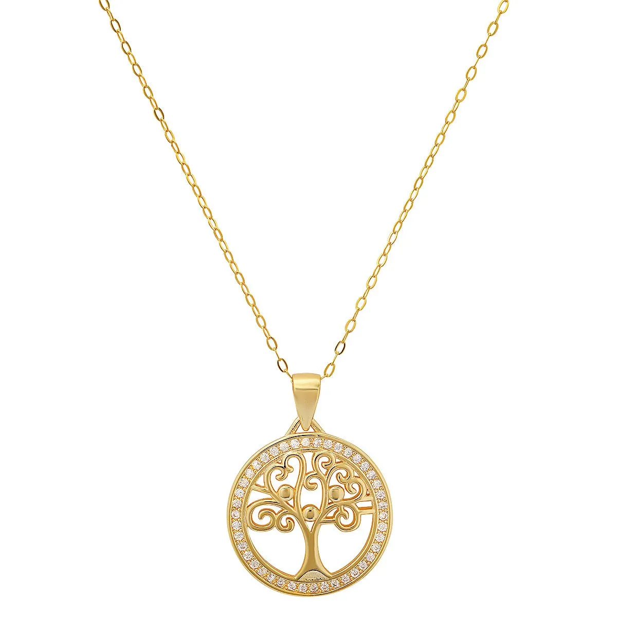 Sterling Silver CZ Tree of Life Pendant