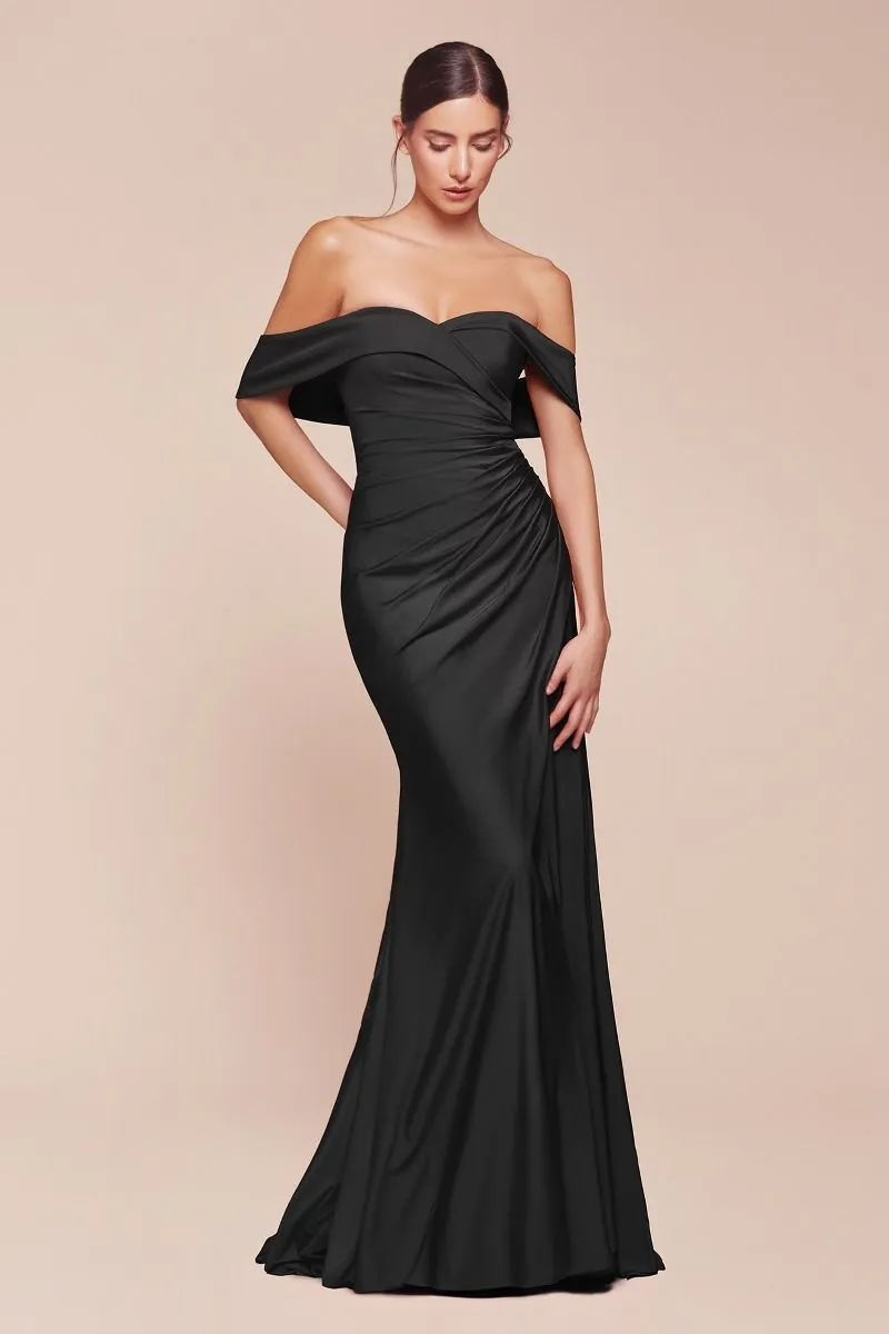 STRETCH SPANDEX OFF THE SHOULDER CURVE DRESS CDCD790C