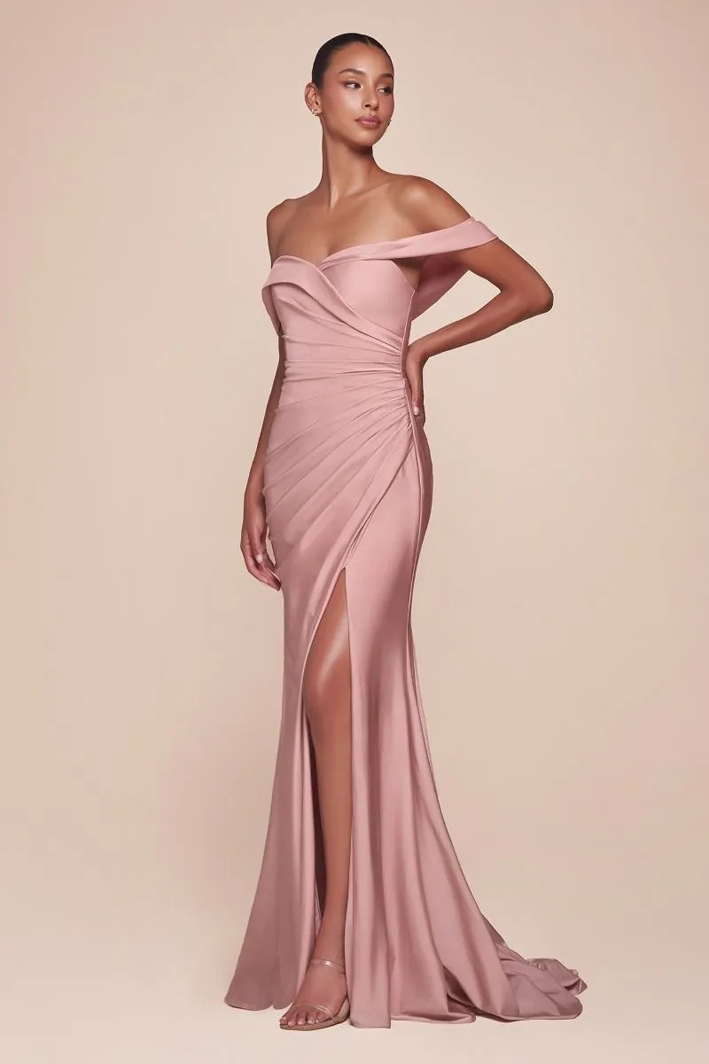 STRETCH SPANDEX OFF THE SHOULDER CURVE DRESS CDCD790C