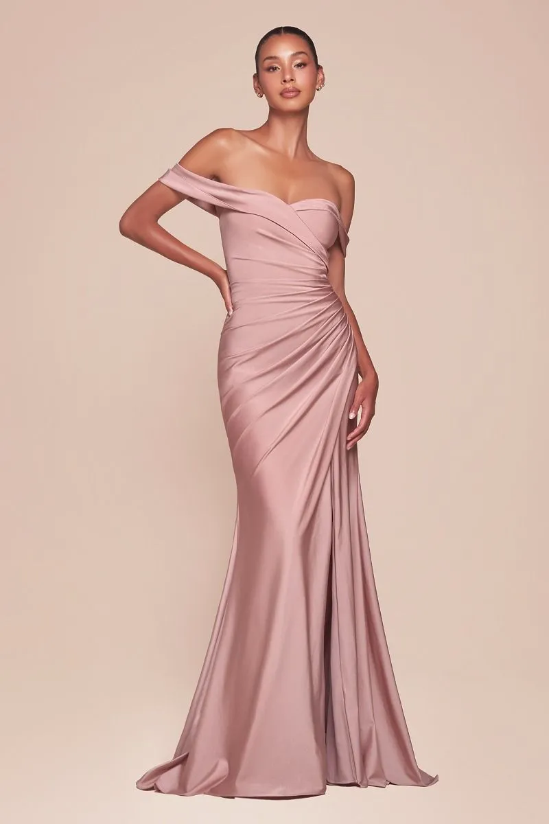 STRETCH SPANDEX OFF THE SHOULDER CURVE DRESS CDCD790C