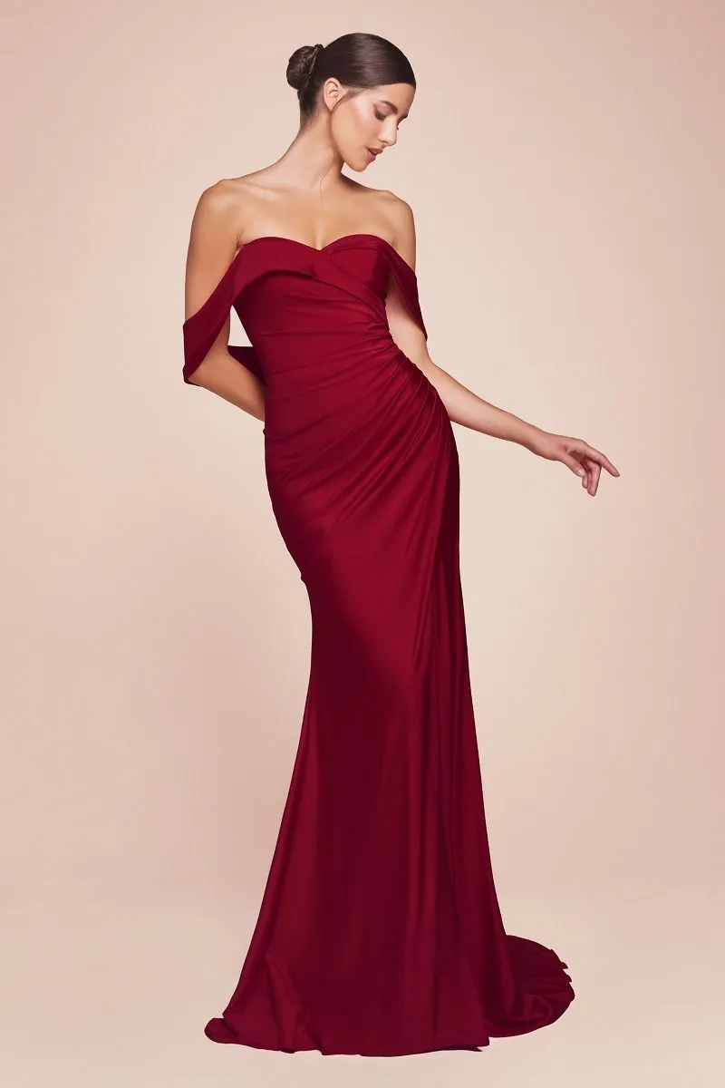 STRETCH SPANDEX OFF THE SHOULDER CURVE DRESS CDCD790C