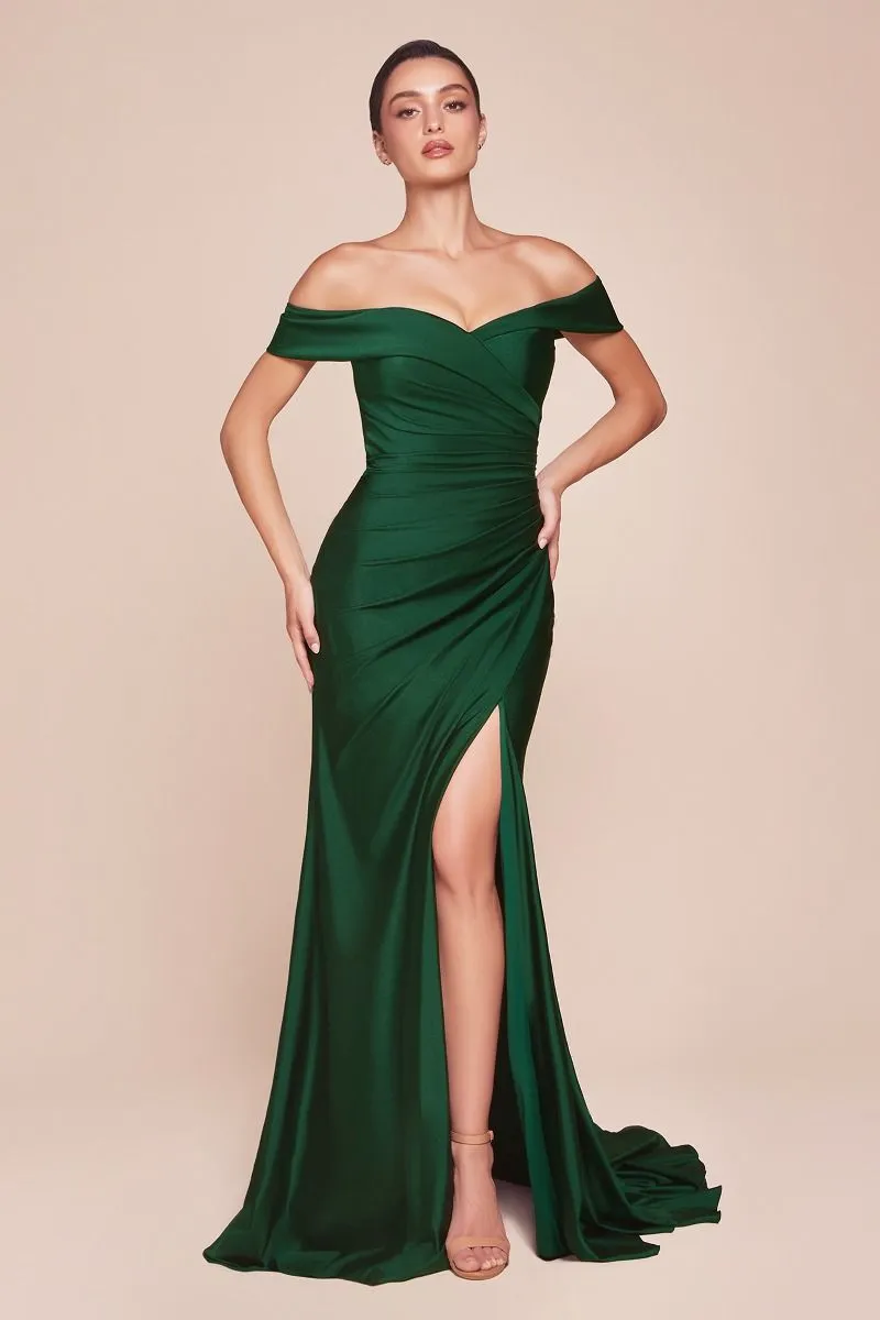 STRETCH SPANDEX OFF THE SHOULDER CURVE DRESS CDCD790C