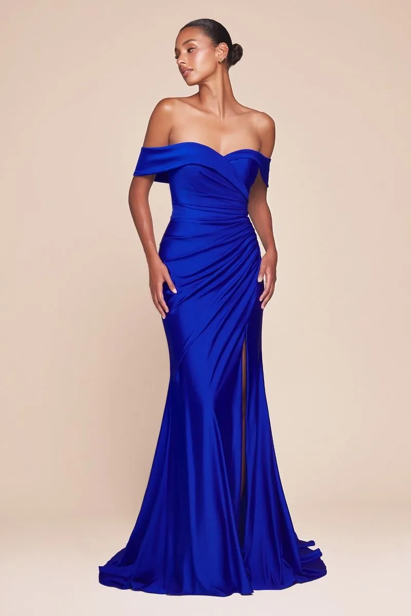 STRETCH SPANDEX OFF THE SHOULDER CURVE DRESS CDCD790C