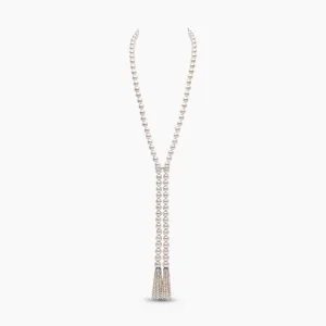 Tassel 18K Gold South Sea Pearl and Diamond Necklace