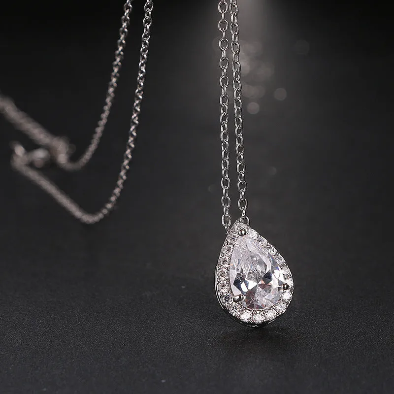 Water Drop Gemstone Necklace & Earrings Set