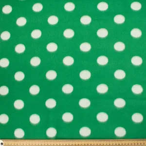 White Dots on Green Printed Polar Fleece DSN #26