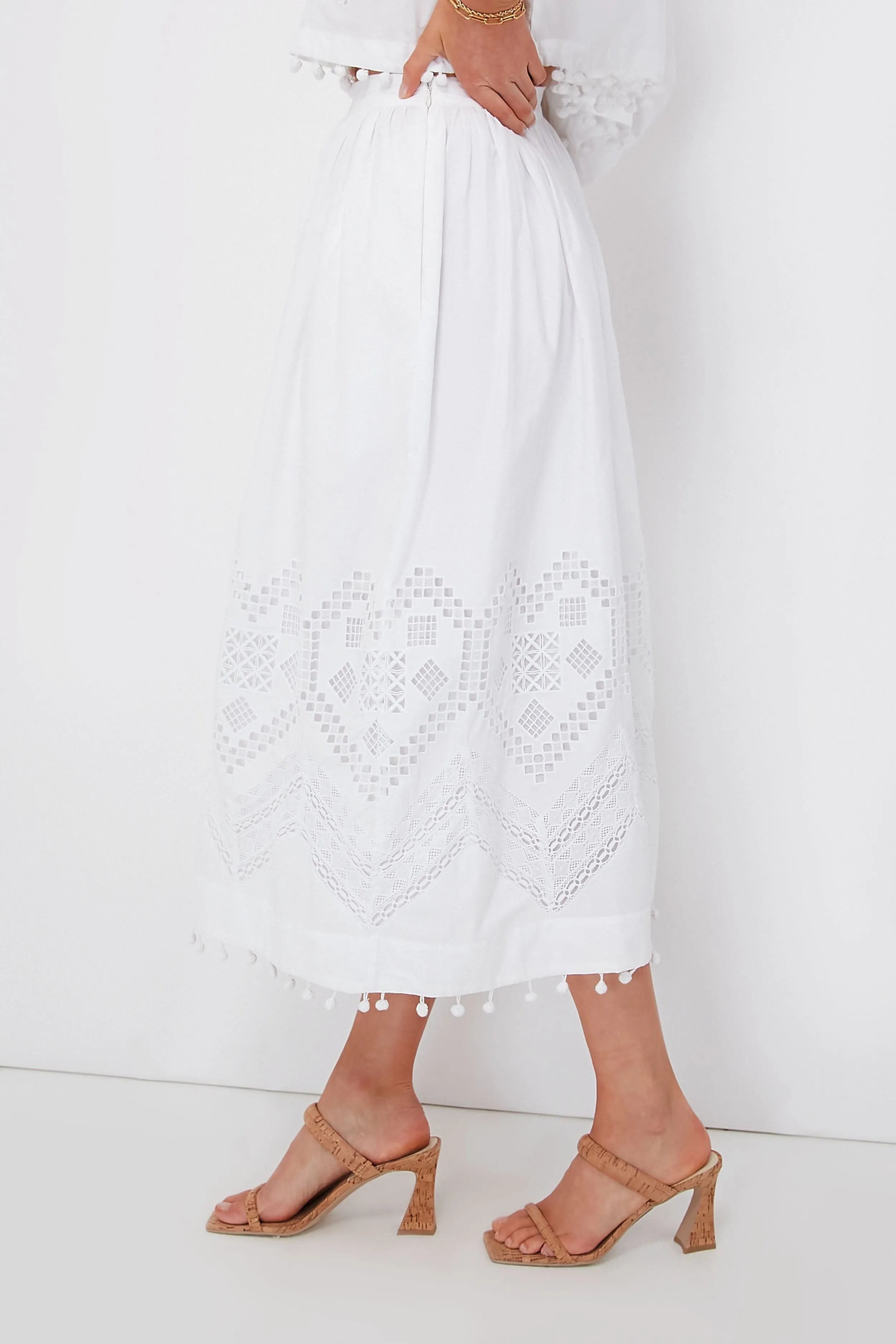 White Heart Eyelet Malaya Skirt