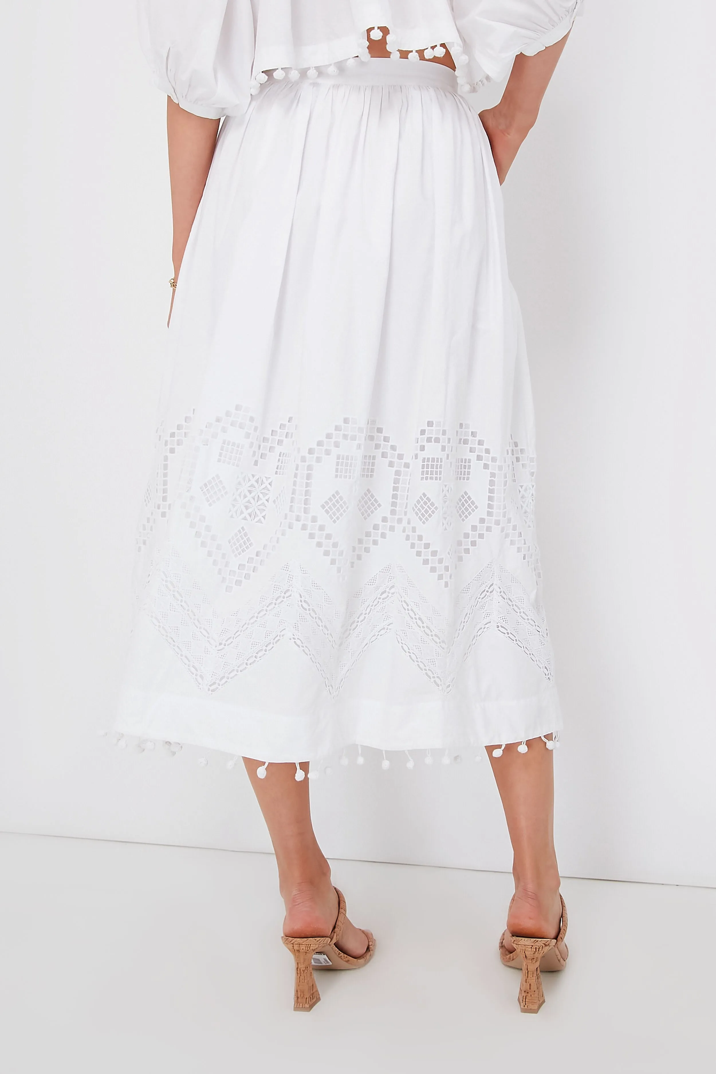 White Heart Eyelet Malaya Skirt